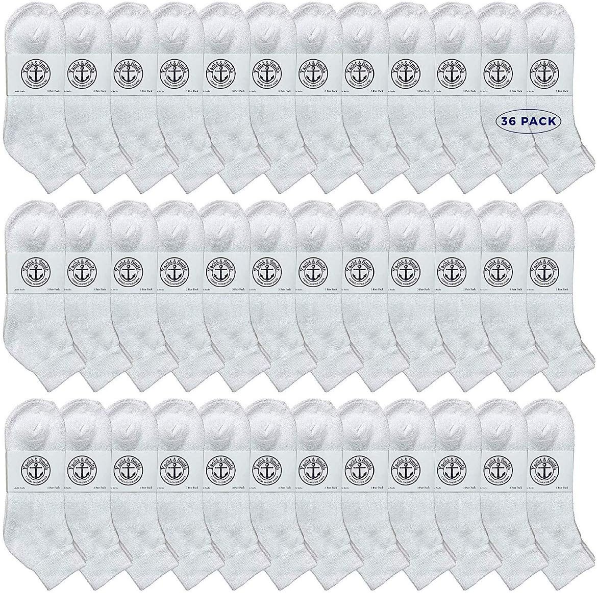 36 Pairs Of Yacht & Smith Wholesale Kids Mid Ankle Socks, Cotton Bulk Sport Ankle Socks Size 6-8