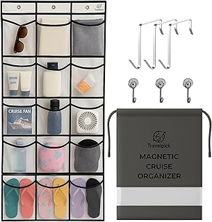 Over Door Shoe Organizer with Magnetic Hooks for Cruise Cabins - Cruise Essentials 2025, Shoe Rack Organizer with Large Durable Pockets, Dual Hanging Options, Cruise and Vacation Essentials