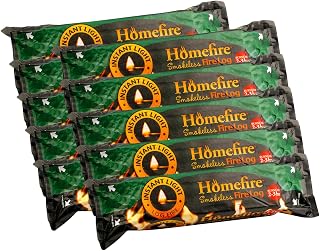 Homefire Smokeless Instant Light Fire Log Open Fire Stove Fuel Burns 2-3 Hours (10 Fire Logs)