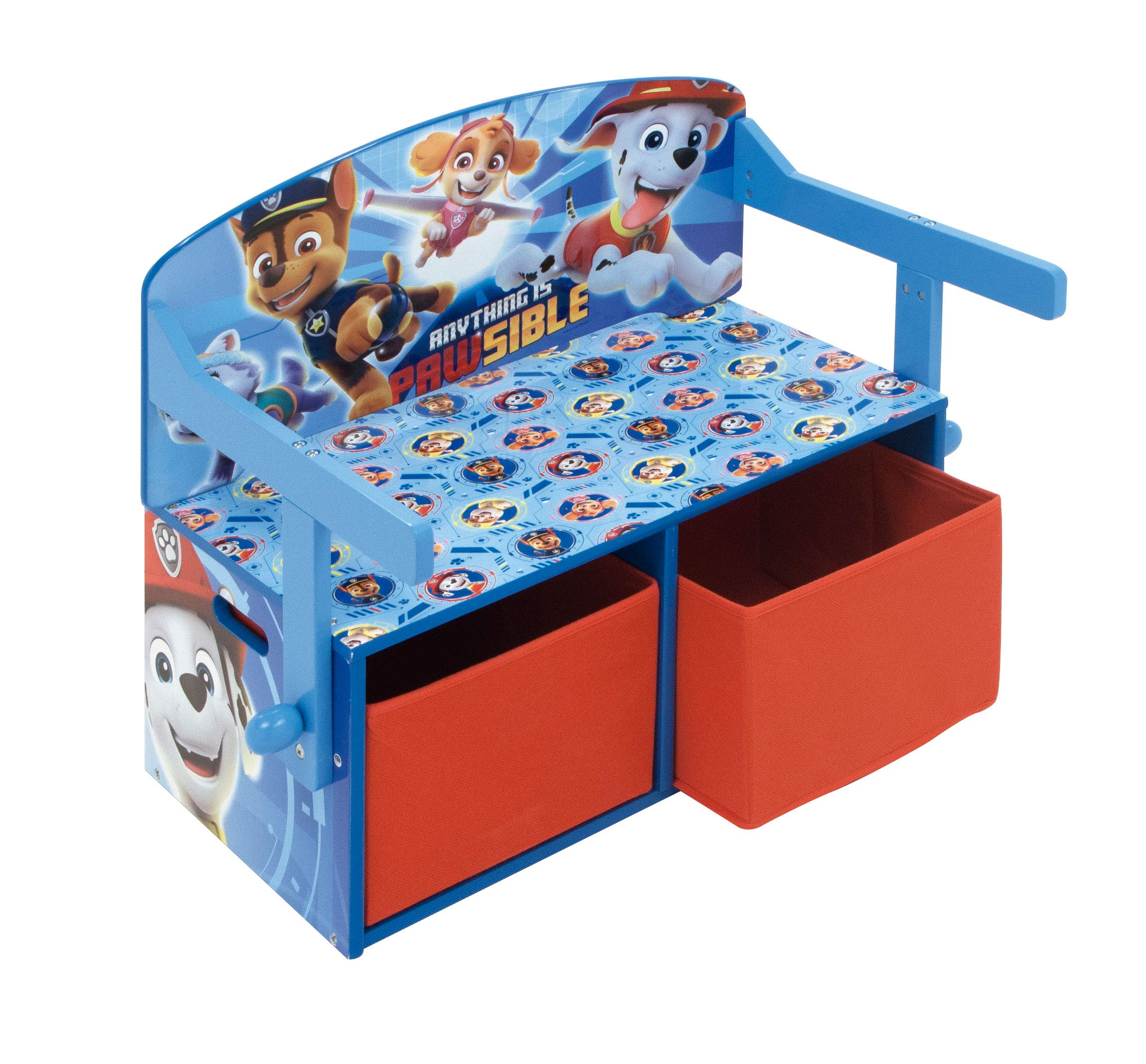 Banc à Jouets 3 en 1 en Bois modèle Paw Patrol