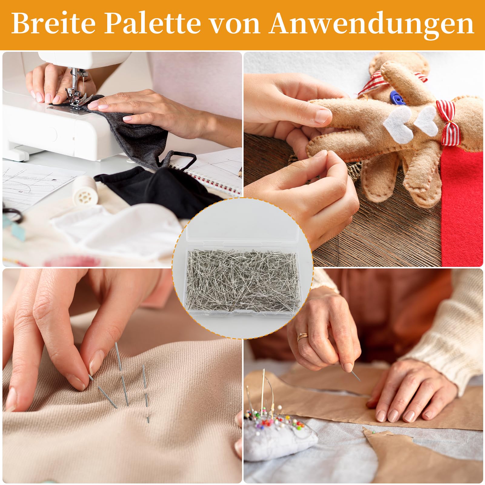 100 Spilli A U In Acciaio Inox - Per Cucito, Fai Da Te, 23 Mm, Con Scatola - Foto 8