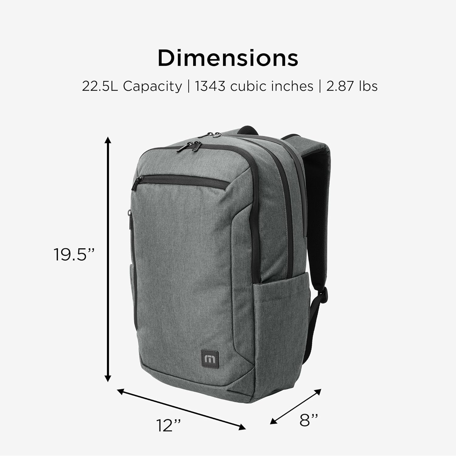 TravisMathew Duration Backpack with Laptop Sleeve, Water-Resistant Bag for Work, Travel & Hiking, Graphite Heather