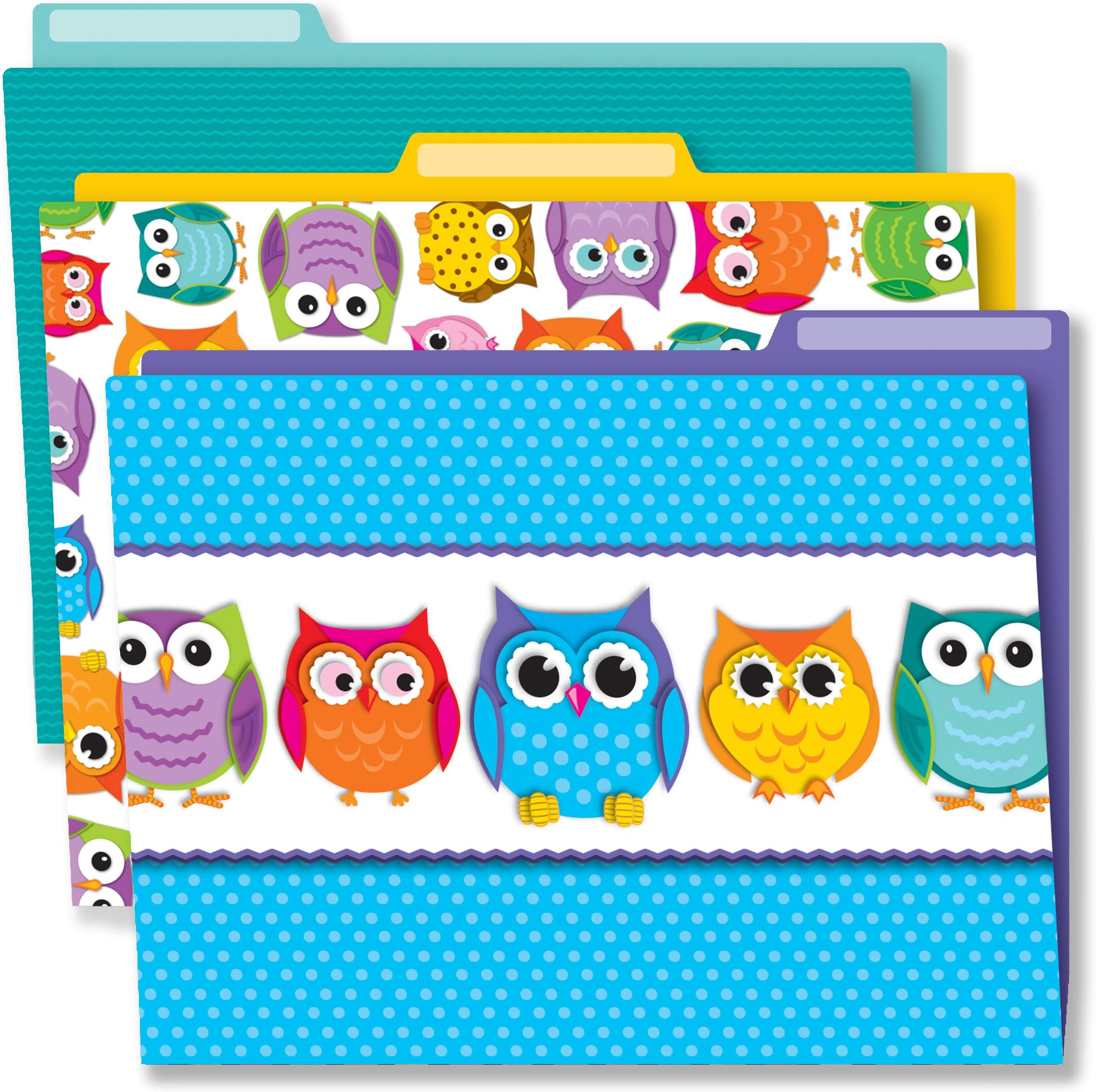 Carson Dellosa Owl Decorative File Folder Set—11.75" x 9.5" Colored File Folders for Filing Cabinet, for Office or Classroom File Organization (6-Pack)