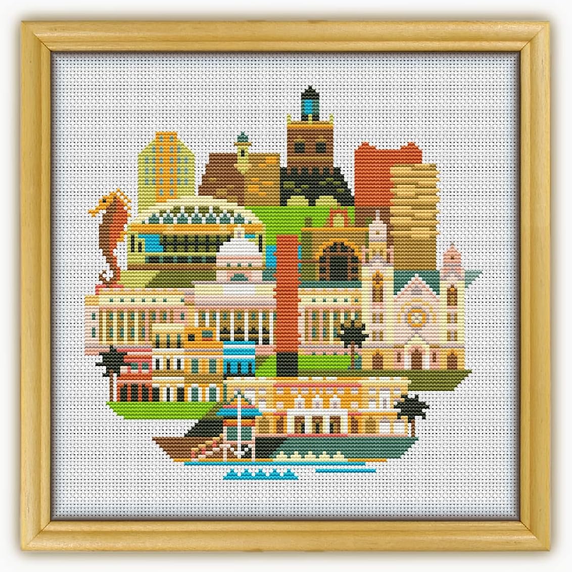 San Juan Puerto Rico USA CS264 - Counted Cross Stitch KIT#2. Set of Threads, Needles, AIDA Fabric, Needle Threader, Embroidery Clippers and Printed Color Pattern Inside.