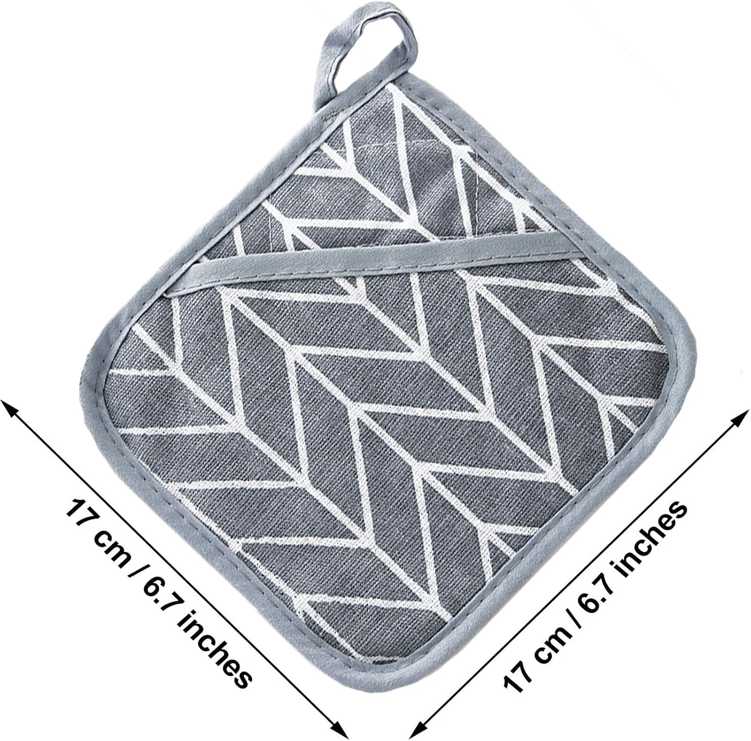 Heat Resistant Potholders Hot Pads-6 Kitchen Pot Holders Set with 2 Pan Hot Handle Holders Trivet for Cooking and Baking,with Recycled Infill Terrycloth Lining(Grey,8 Piece)