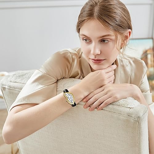 Miniatura 4 de Gosasa Creative Melting Luxury Men's Watch Stylish Analog Quartz Wristwatch with Genuine Leather Strap, Roman Numeral Dial, Waterproof, Business