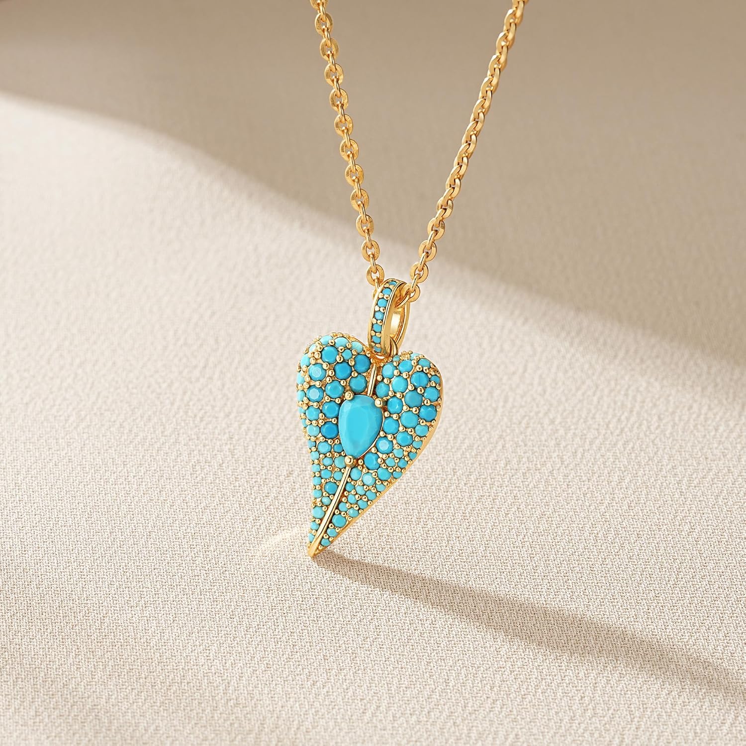 Valloey Rover Turquoise Necklaces for Women-Charm Gold Pendant Necklace 14K Gold Plated Dainty Statement Pendant Necklaces Turquoise Jewelry Gifts for Women - Image 6