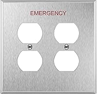 Vista 32 de ENERLITES Placa de pared de metal dúplex para receptáculos, cubierta de salida de acero inoxidable, resistente a la corrosión, tamaño de 1 banda