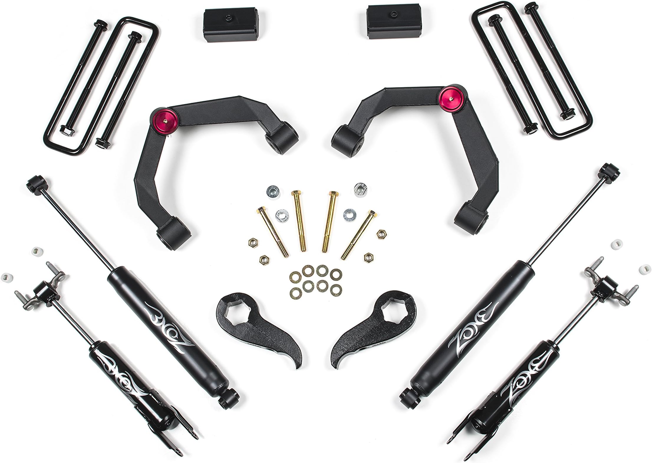 Zone Offroad Chevy/GMC 2500HD/3500HD 3" Adventure Series UCA Lift System w/ Top Overload Springs w/Black Nitro Shocks