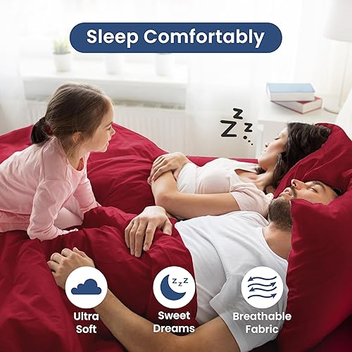 Miniatura 5 de Juego de sábanas de 4 piezas  Sábanas de cama Queen  Sábanas ligeras, suaves y transpirables  Mezcla rica de algodón cepillado  Ajuste seguro,