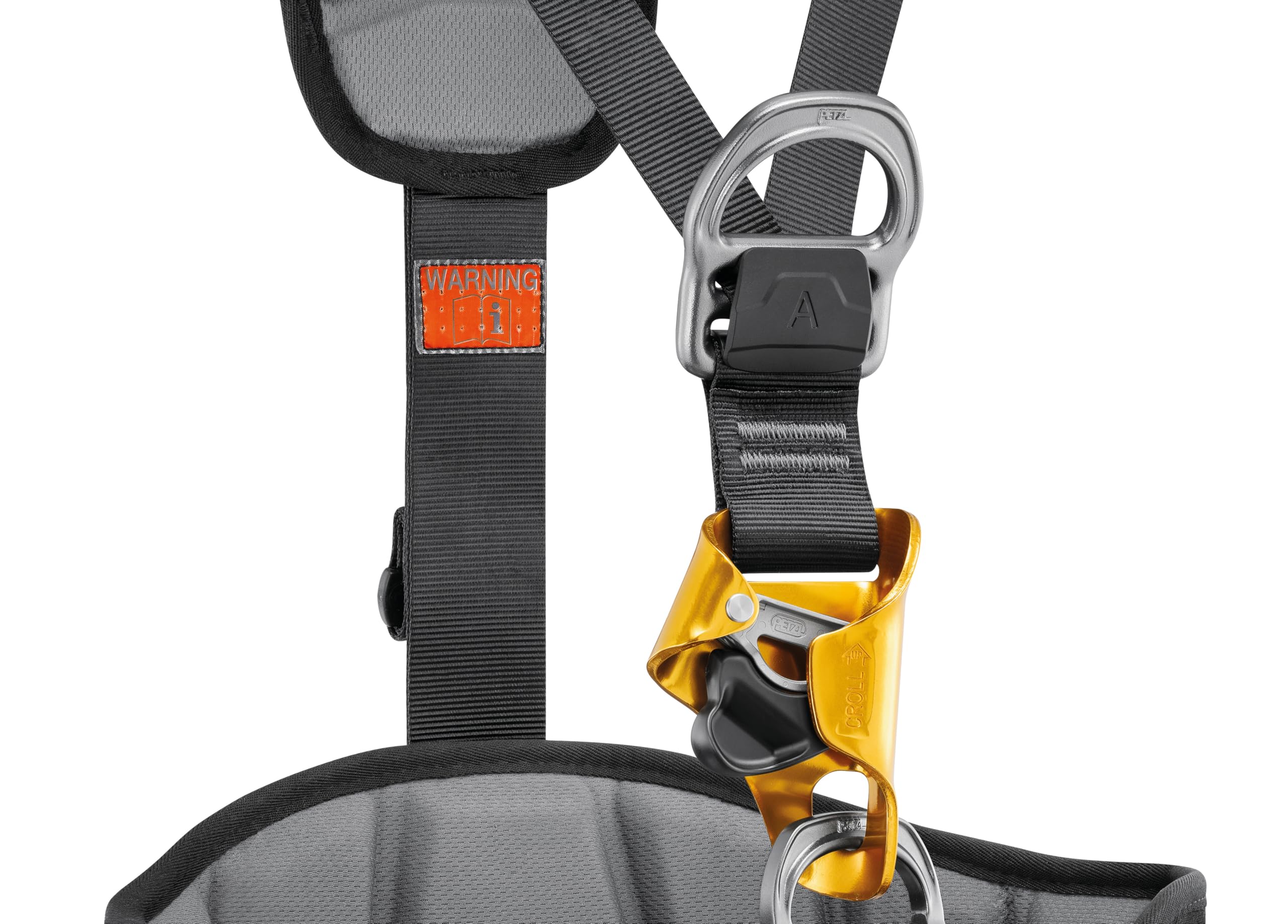 PETZL ASTRO - Imbracatura di accesso a corda, nero/giallo, nylon/poliestere/alluminio/acciaio, versione internazionale