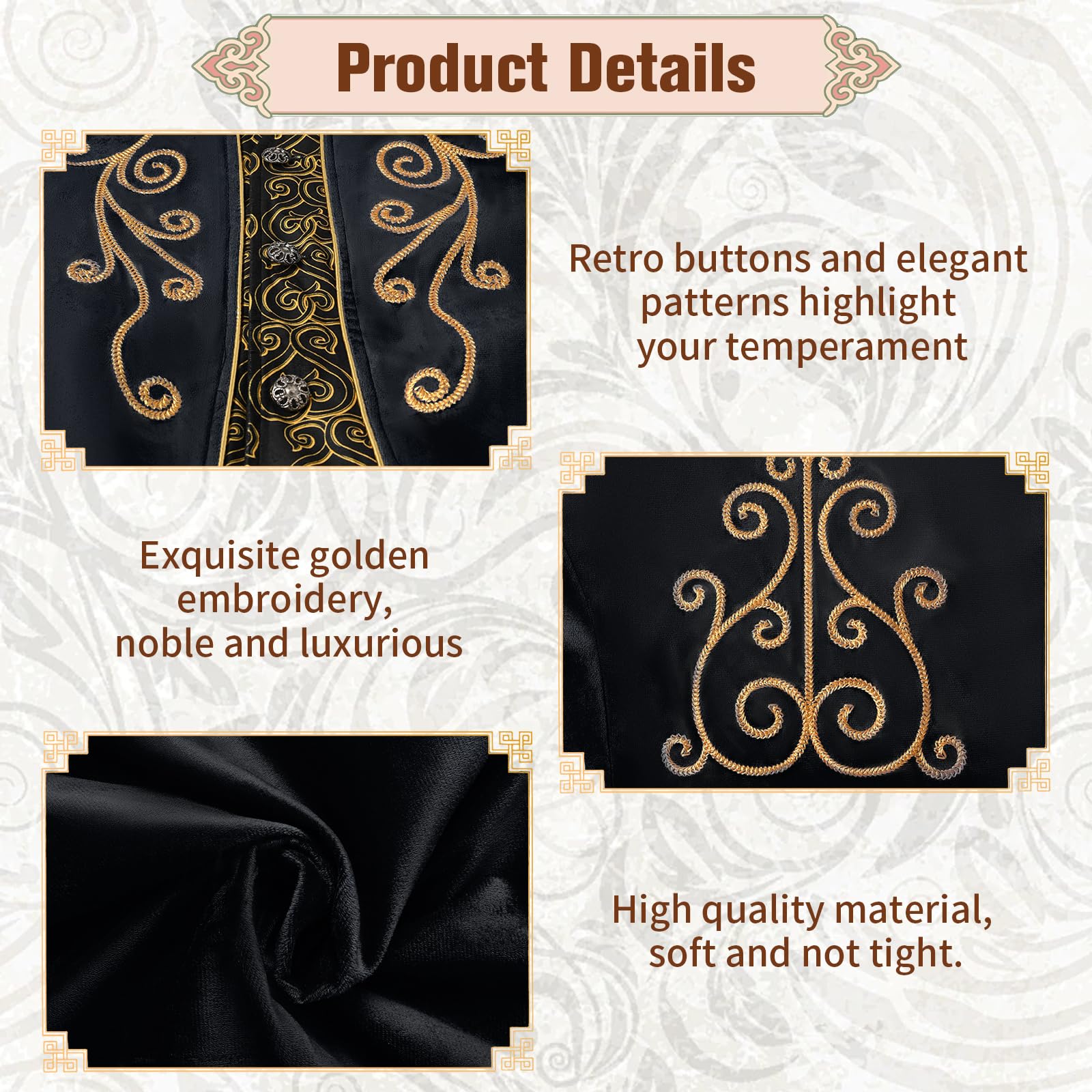 Herren Steampunk Frack Mittelalter Retro Jacke viktorianische Hof Phnom Penh Stickerei Mantel Vampir kostüm herren für Erwachsene