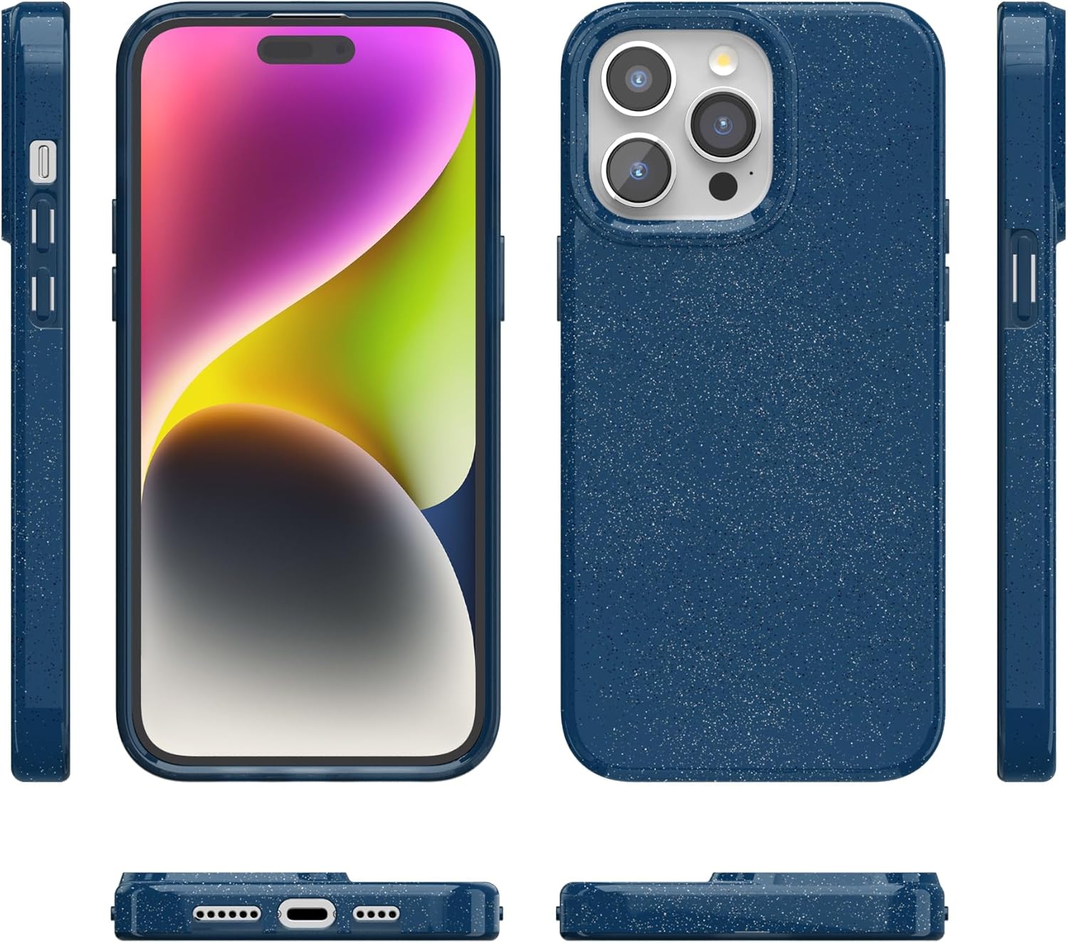 Casely iPhone 15 Pro Case | Midnight Sky | Navy Enchanted Shimmer Case | Compatible with MagSafe and Action Button | Ultra-Slim Classic Fit