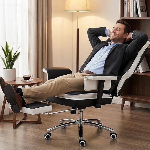 Miniatura 9 de Silla de oficina grande y alta con reposapiés de 400 libras, silla de oficina de doble capa con respaldo alto y elegantes sillas de escritorio de