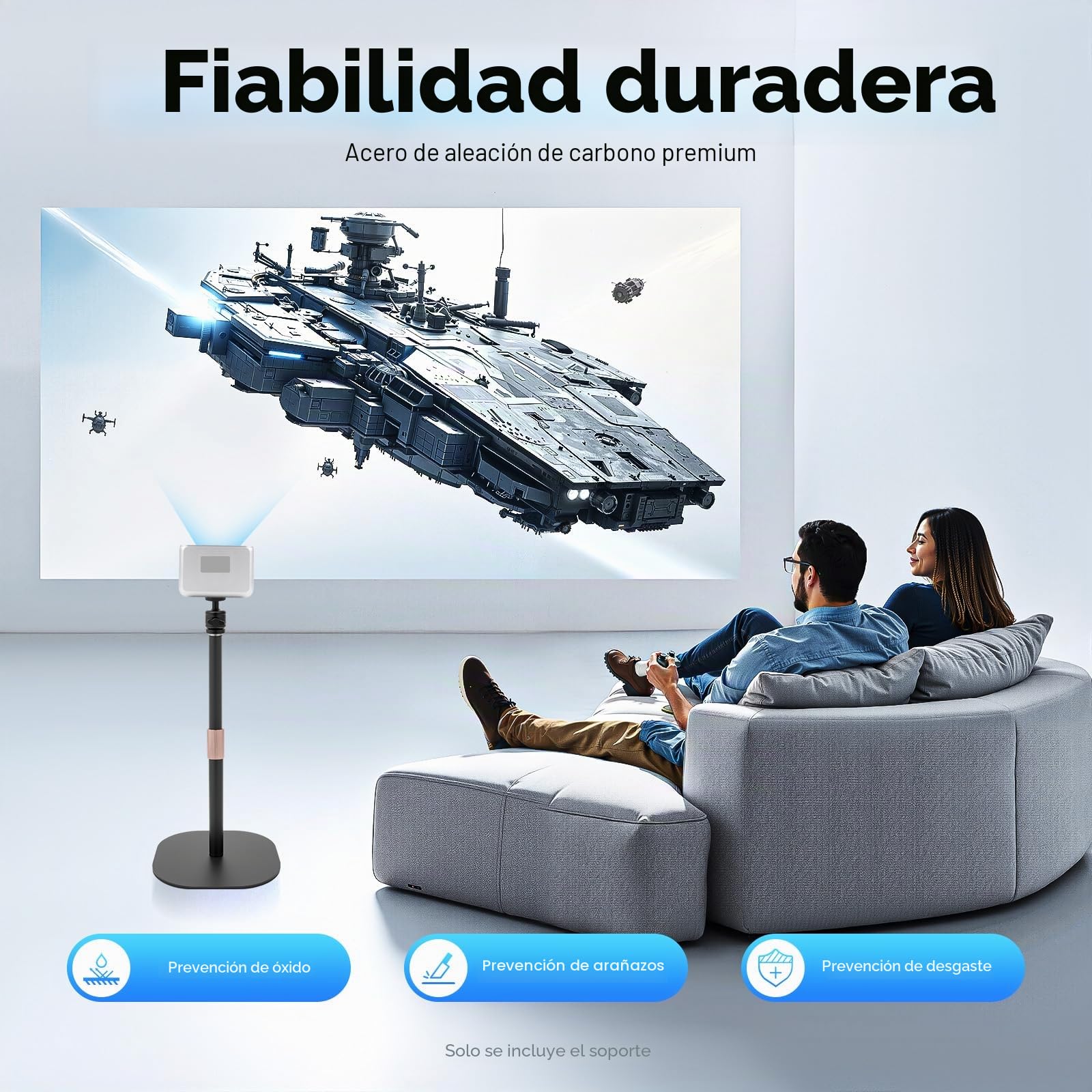 MINRS Soporte para proyector, 65 – 120 cm, altura regulable, giratorio 360°, soporte de suelo con rosca universal 1/4