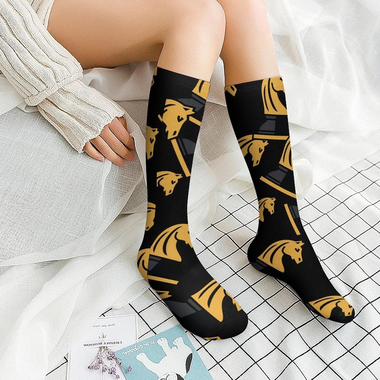 Horse Chess-Piece-Knights Knee High Socks Casual Long Stockings Over Calf Sock Tube for Women Men