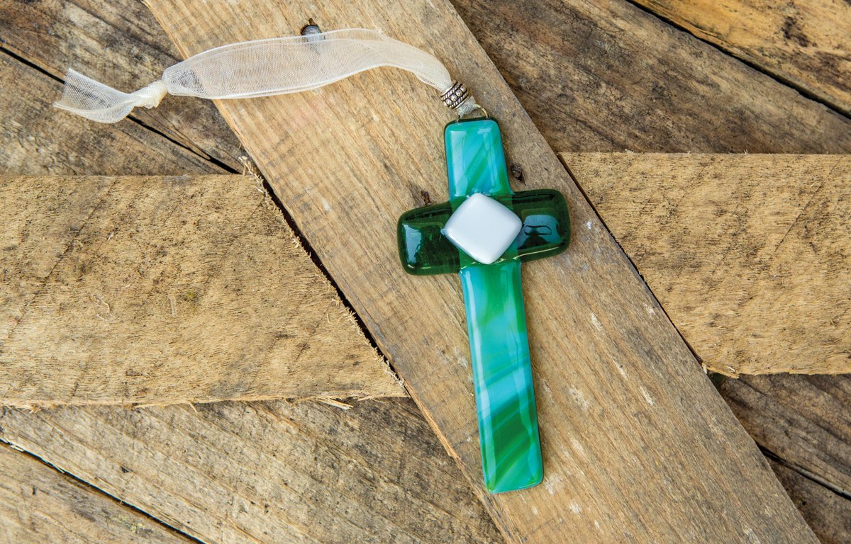 Irish Grandma Gift- Grandmother Blessing with Handmade in USA Glass Cross/Shamrock- New Irish Grandma, Birthday, Mother's Day (Cross)