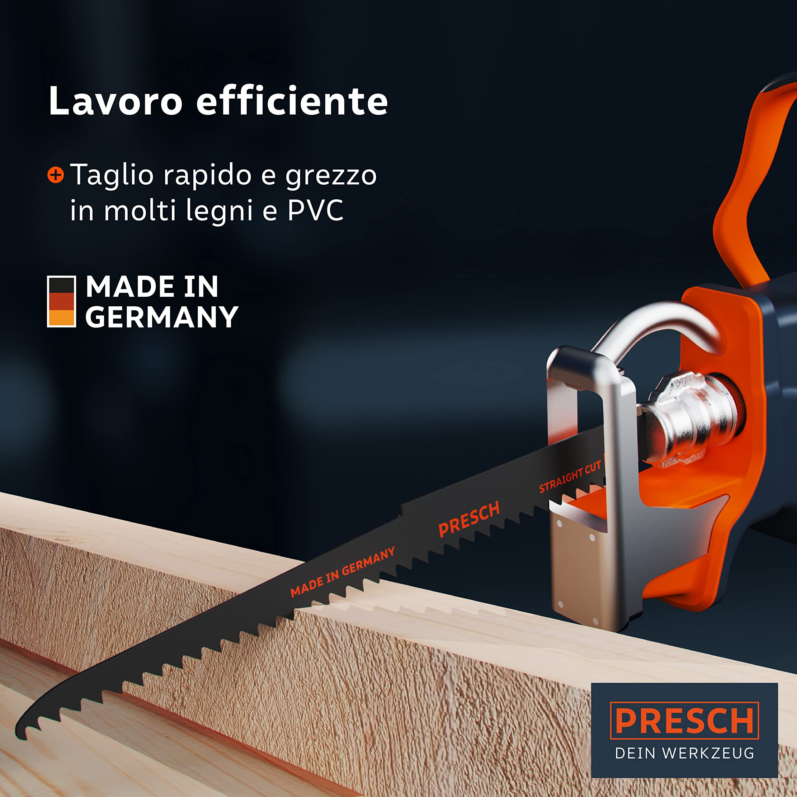 Presch Lame seghetto a gattuccio per legno 210 mm 10 pezzi - taglio 6-180 mm - Lame per sega a gattuccio er legno, tubi in PVC e altro. - Set di lame per sega con scatola