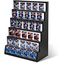 6-Tier Trading Card Display Stand with Top Storage,Wood Detachable Graded Card Display,High Capacity Trading Card Display Stand for Graded Sports Collection & Show
