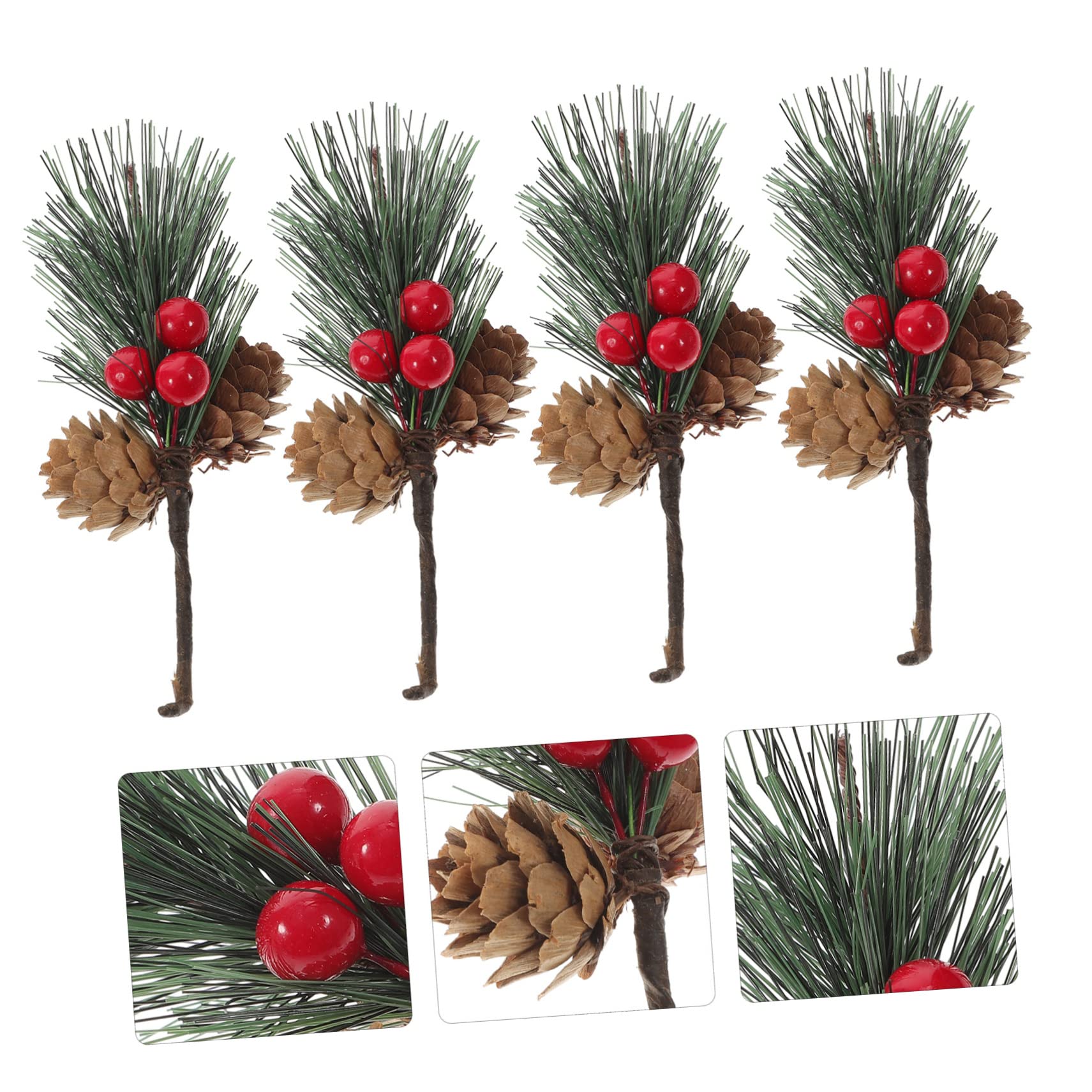 RLKHXBS 10 ück Tannenzapfen-Pflanzengirlande, künstliche Girlande, künstlicher Blumenkranz, Beerenpflücker, Weihnachtsbaum, zum Aufhängen, künstliche rote Beerenstiele, Weihnachten, Kunsthandwerk,