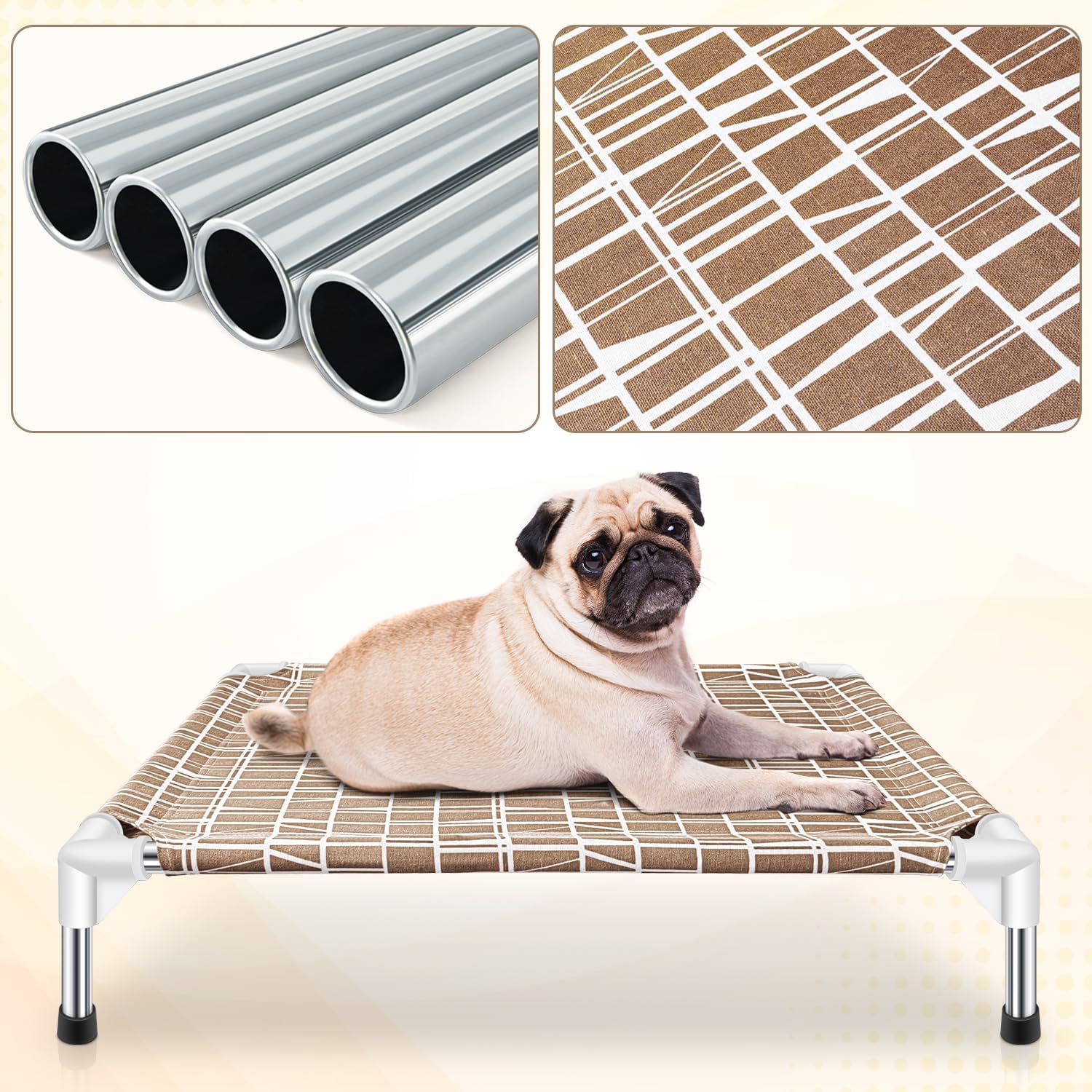 review Elevated Dog Bed - Raised Dog Bed for Small Dogs, Portable Indoor & Outdoor Dog cot Bed, Soft and Comfortable Puppy Bed, Pet Bed for Camping or Beach