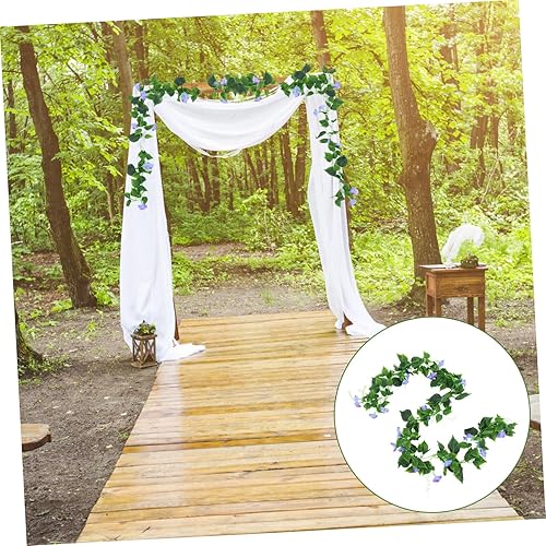 Miniatura 8 de WINOMO 2pcs Vines artificial Morning Glory colgante verde Plantas Guirnalda de seda Cestas de decoración (Azul)