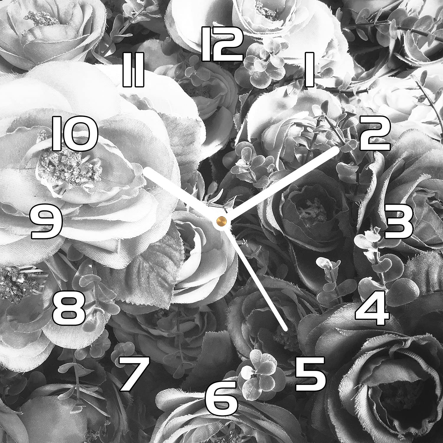 Horloge en verre 30x30 cm murale aiguilles noires cuisine