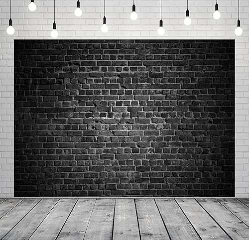 Miniatura 5 de BELECO Telón de fondo de pared de ladrillo negro de tela de 7 x 5 pies, fondo de pared negro de ladrillo negro, decoración de fiesta temática de