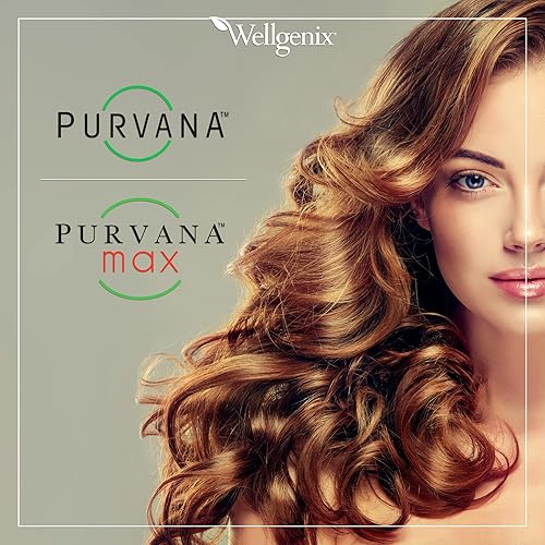 Miniatura 6 de Purvana Max Vitamina para el cabello, la piel y las uñas, 5000 mcg, biotina, ácido fólico, DMAE, extracto de semilla de uva, uno al día, soporte