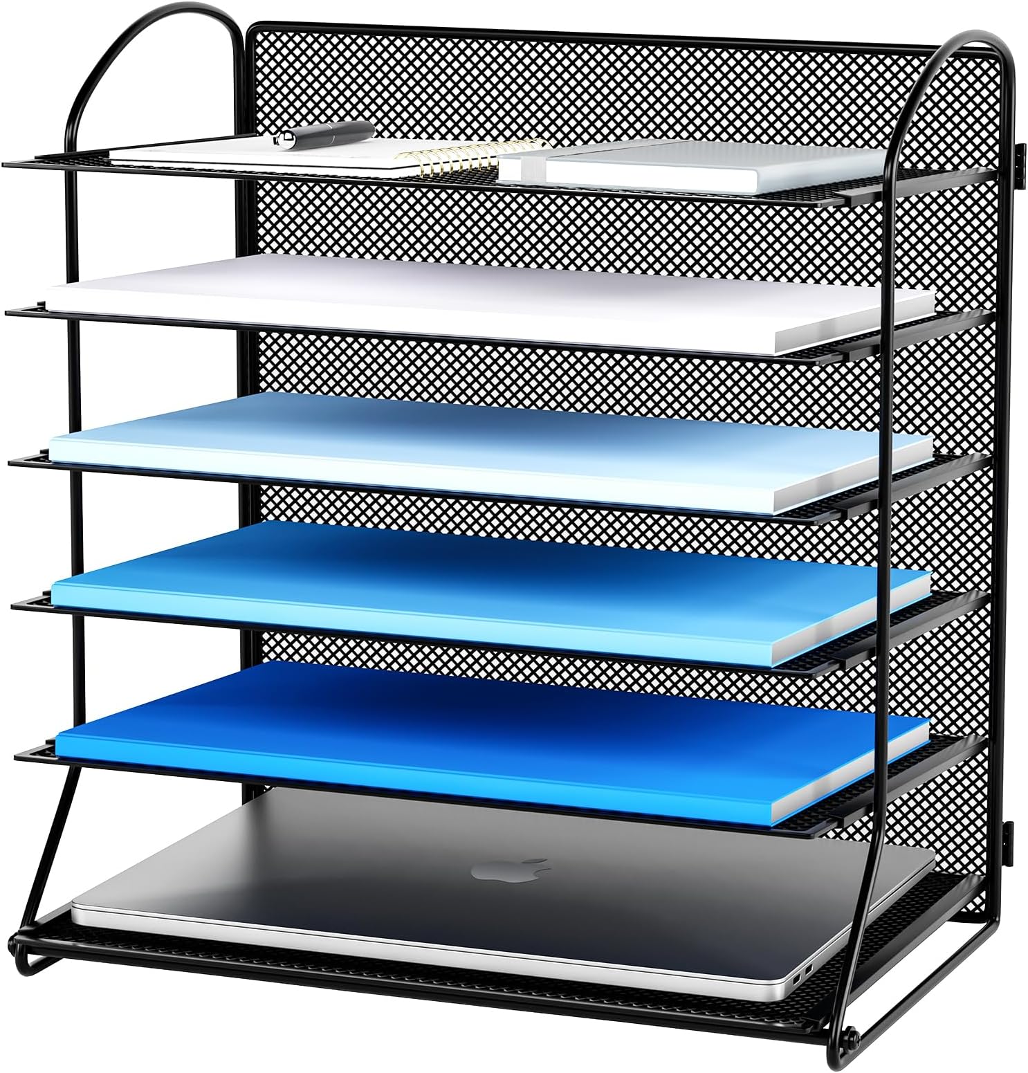 COSYAWN 3-Tier Mesh Desk Organizer - Black Metal Paper Tray For Office & Home Document Storage