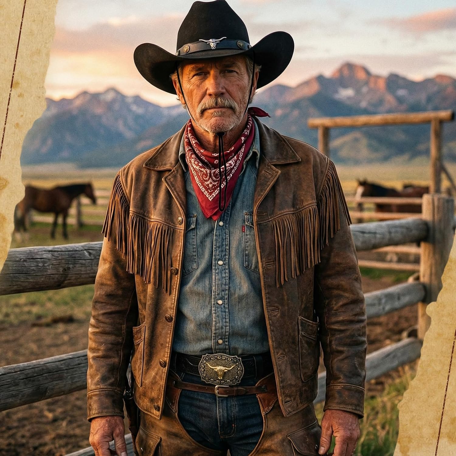 Western Cowboy Hat Leather Belt for Men and Women Wide Brim Hat Buckle Belt