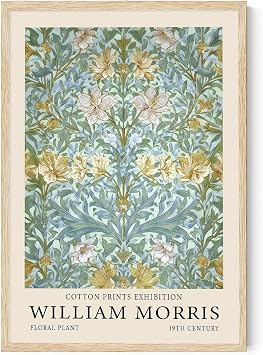 William Morris Wall Art Vintage Botanical Print Neutral Botanical Artwork William Morris Floral Poster Flower Plant Canvas Print Retro Vintage Floral Artwork Nature Decor Living Room 16x24in No Frame