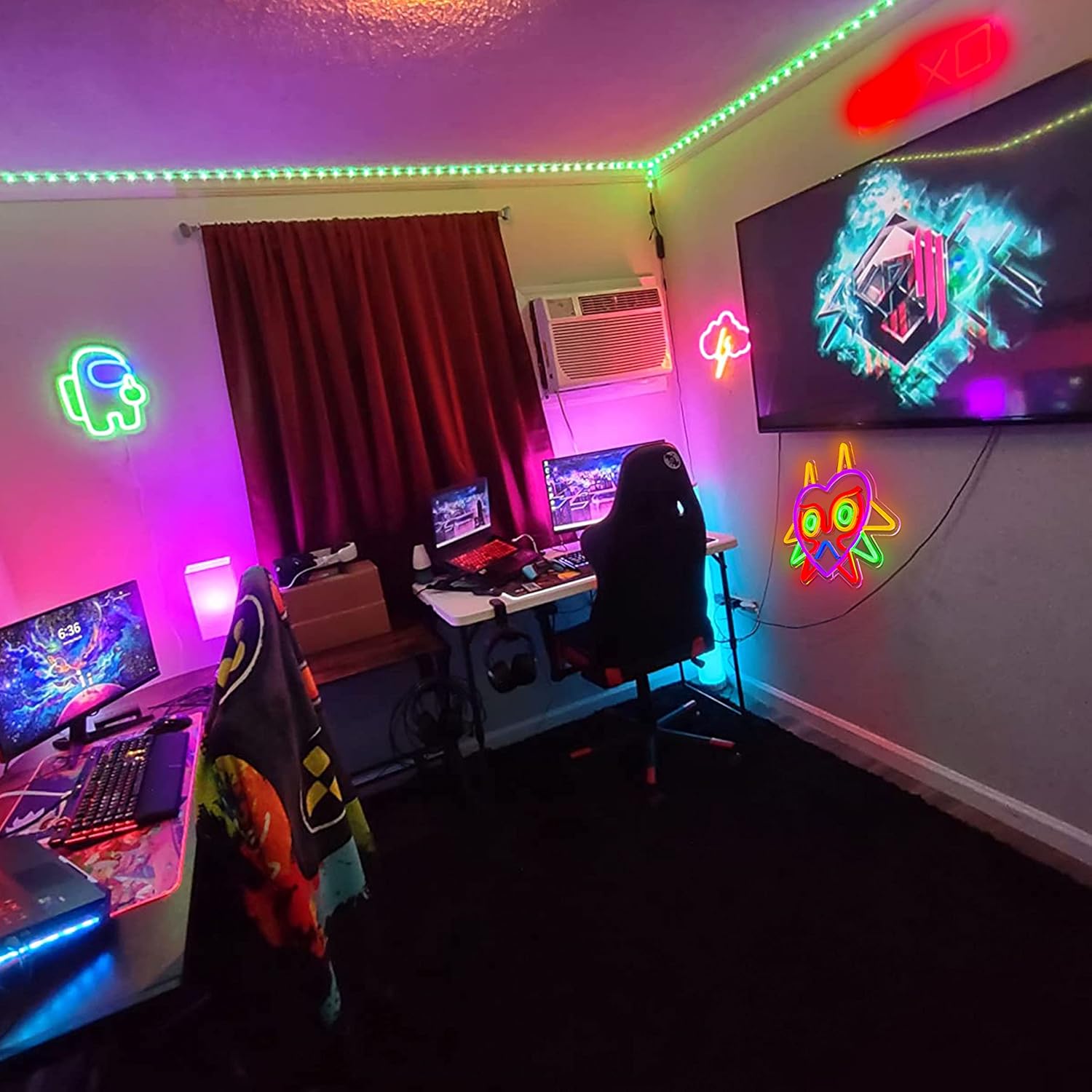 GGK Majora's Mask LED Sign LoZ Neon Sign for Room Wall Decor Gamer Gifts Zelda Mask Game Room Decor LED Neon Light for Zelda Fans (Majoras Mask)