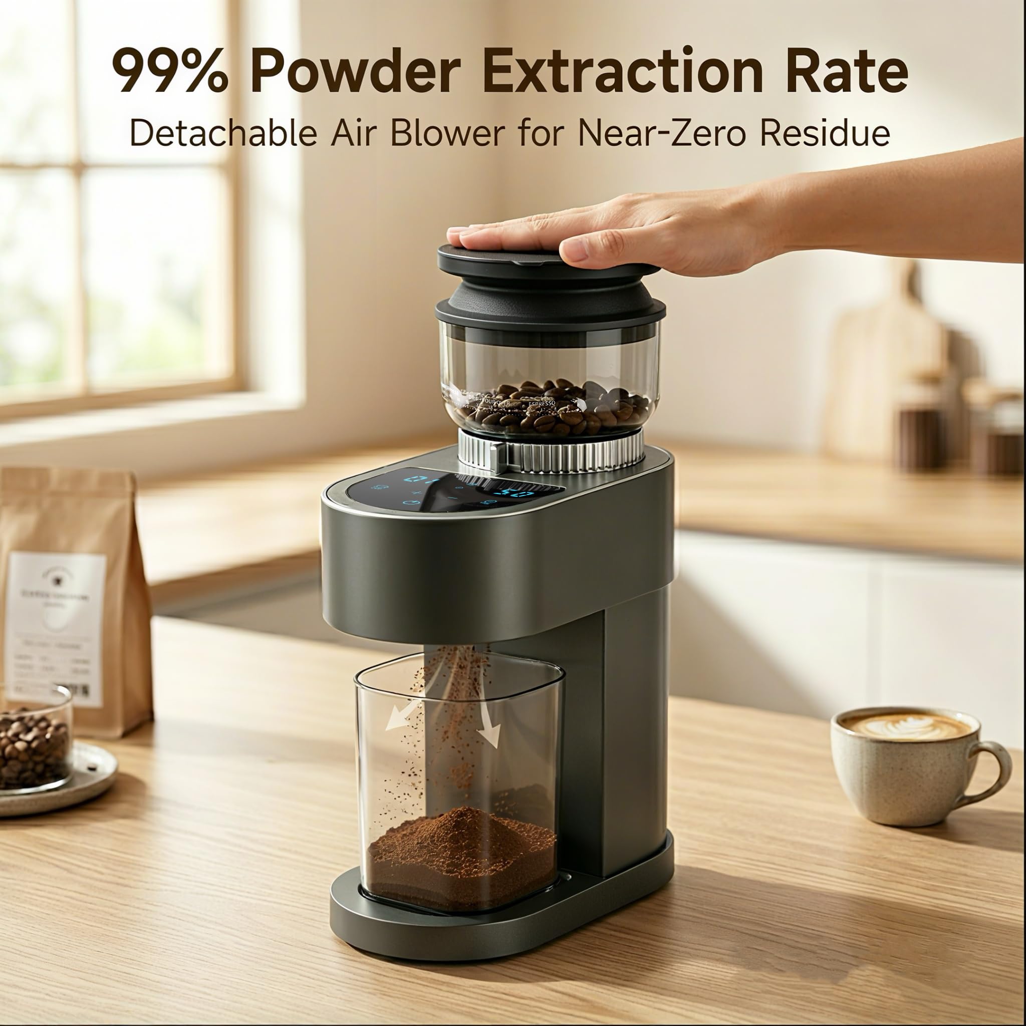 Bostar Molinillo de Café Eléctrico con 60 Niveles de Molienda, Pantalla Táctil LED Molinillo de Café para Espresso Café Filtrado Prensa Francesa, 1-12 Tazas| 1-20s Ajustable