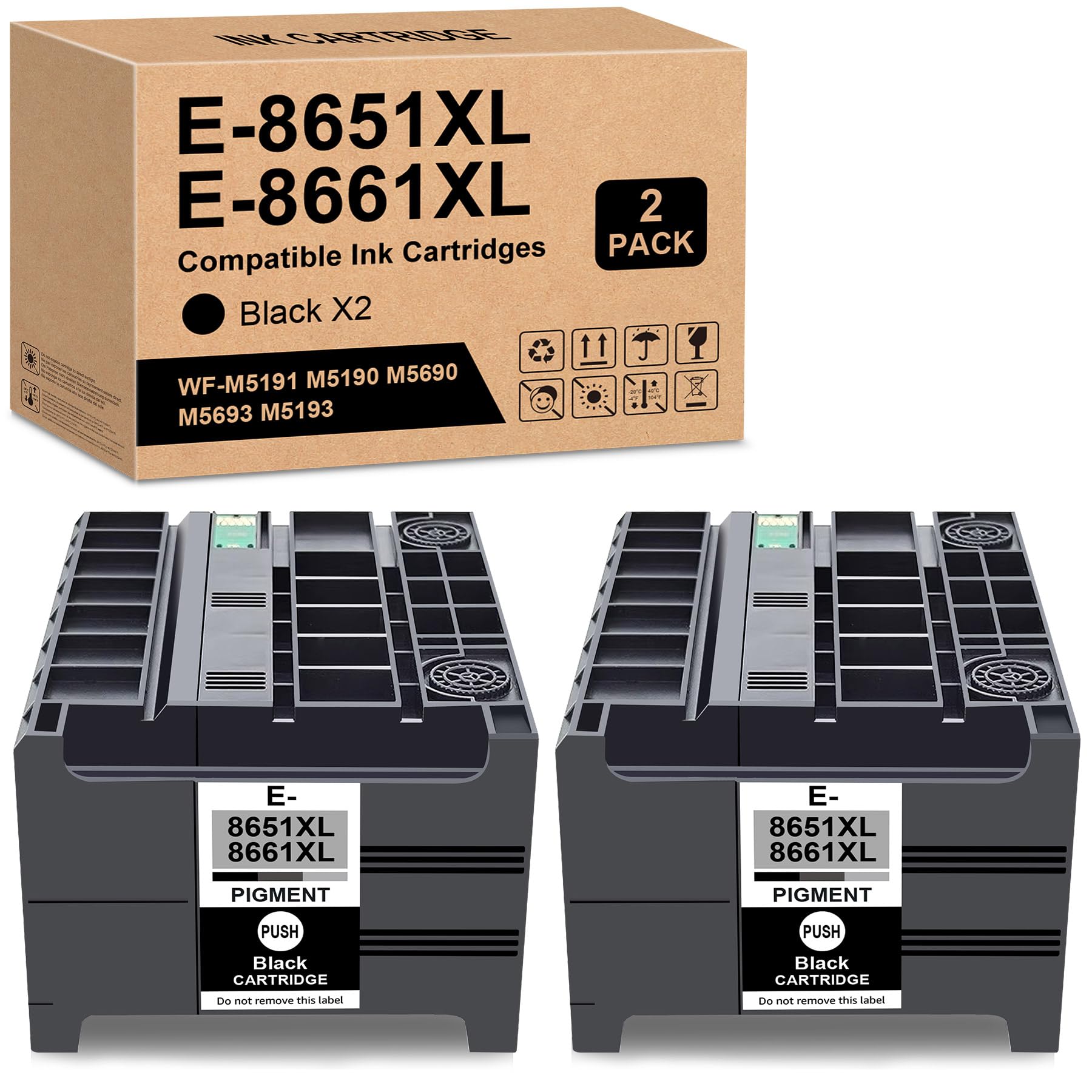 T8651 T8651XL 8651XL Reemplazo para impresora C13T865140 para EPS Workforce Pro WF-M5191 M5190 M5690 M5693 M5193 Impresora (2 Negros)