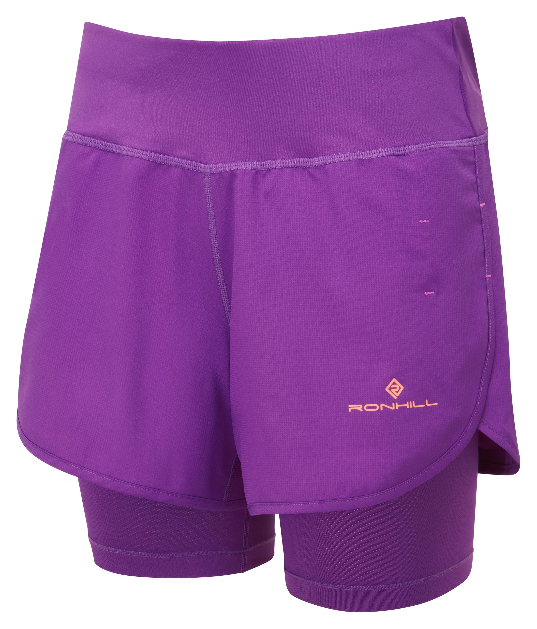 Ronhill Running, Wmn's Tech 4.5" Twin 2in1 Short, Grape Juice/Saffron, 8