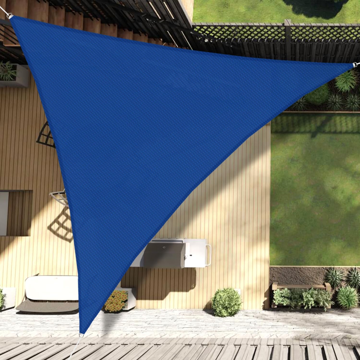 Coarbor 20' x 20' x 20' Sun Shade Sail Canopy Sunshade Outdoor Heavy Duty Triangle Fabric Cloth Screen for Patio Garden Yard Deck Pergola Canopy Blue