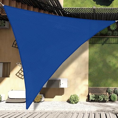 Miniatura 7 de Coarbor Toldo tipo vela de 12 x 12 x 12 pies, para exteriores, resistente, triangular, tela para patio, jardín, terraza, pérgola, toldo azul