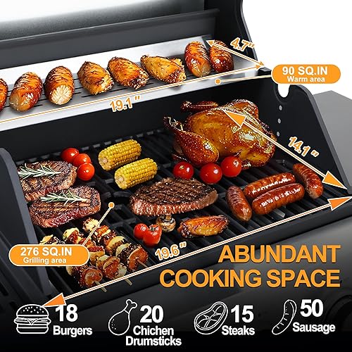 Miniatura 3 de Parrilla de gas propano de salida de 39000 BTU con quemador lateral y 3 quemadores principales, tapa de acero inoxidable de doble capa, rejillas