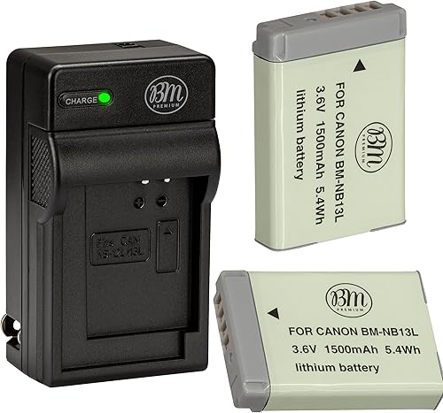 BM Premium 2-Pack of NB-13L Batteries and Charger Kit for Canon PowerShot SX740 HS, G1 X Mark III, G5 X, G5 X Mark II, G7X, G7 X II, G7 X III, G9 X,