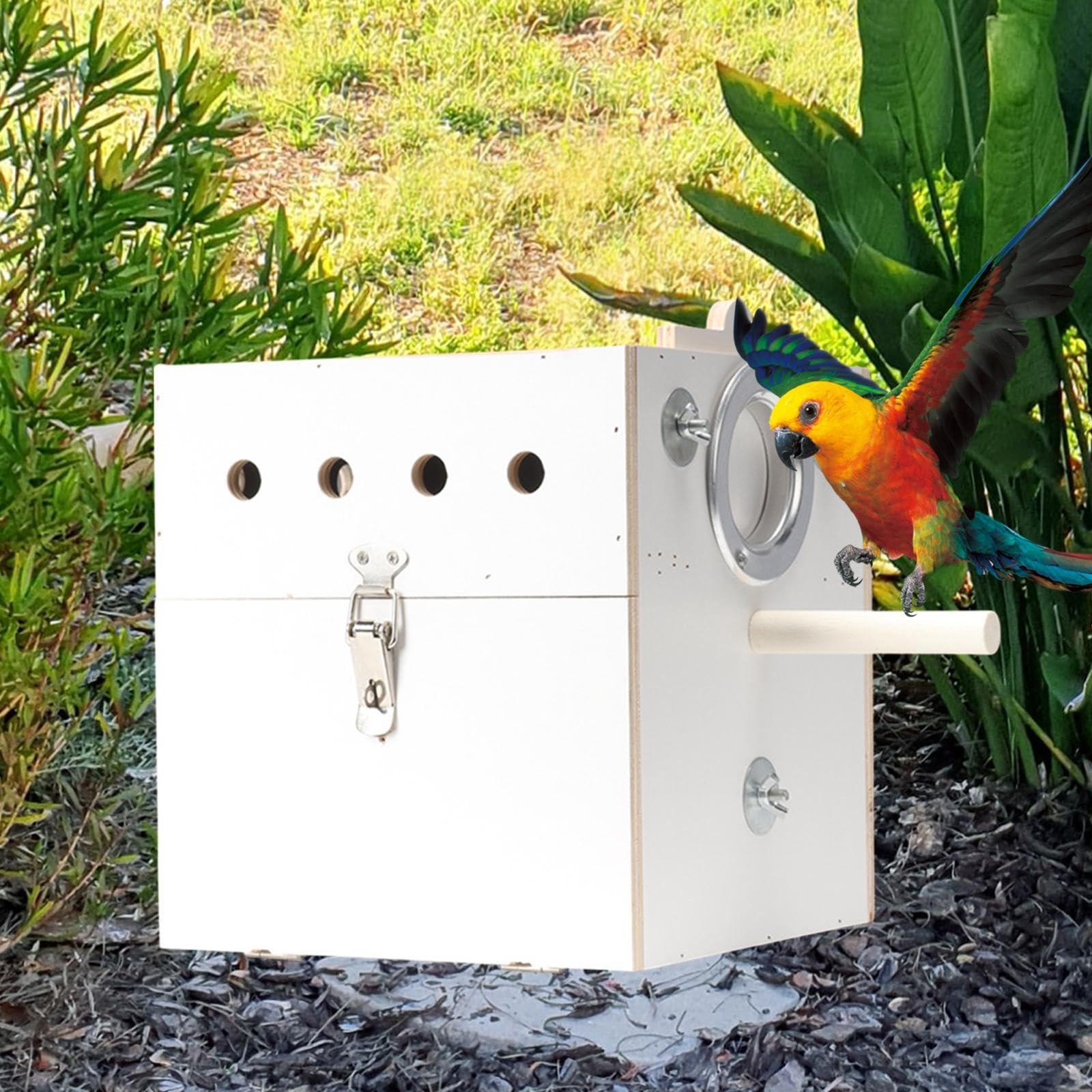 Pájaros Caja Criadora de Madera para Loros Y Periquitos Caja de Apareamiento para Pequeñas Aves Segura para Canarios Y Pinzo, Dejado Colgado Blanco