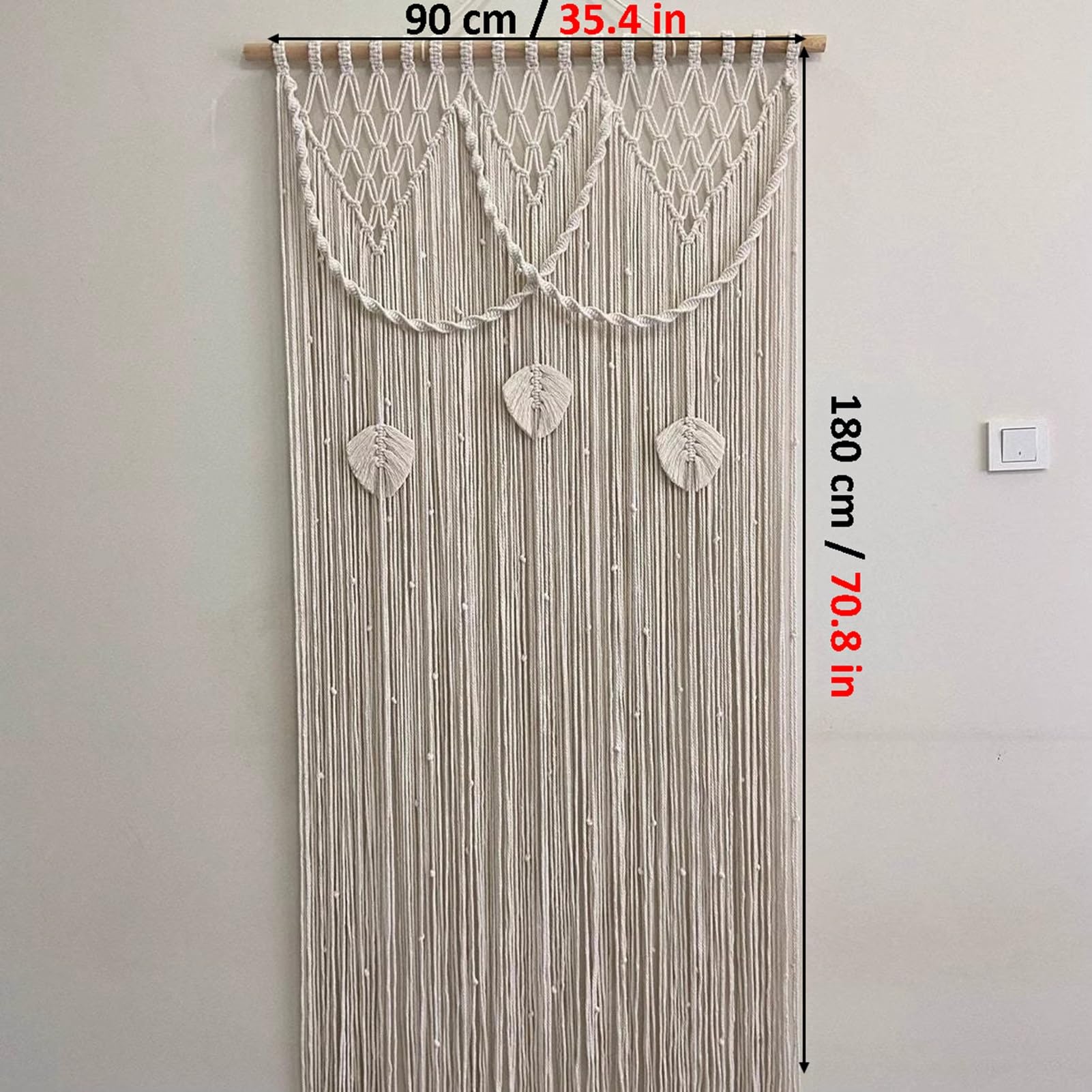 Rideaux en macramé Rideaux en Macramé Tissés À La Main, Longue Suspension Murale en Macramé, Toile De Fond De Mariage en Macramé en Coton pour Salon Et Chambre À Coucher(35.4x70.8in)