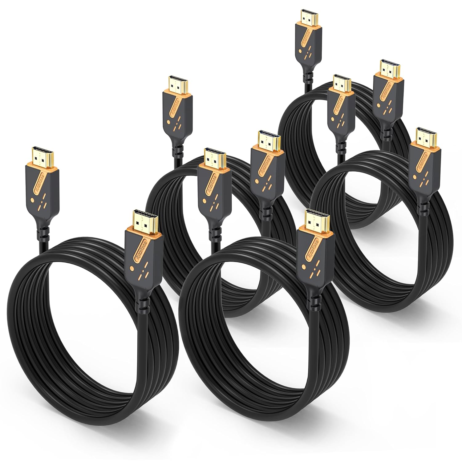 4K HDMI 2.0 Cables 6 FT 5-Pack, 18Gbps High Speed HDMI Cord, Support 4K@60Hz, Dolby, HDR10, ARC, HDCP2.2, Compatible with TV, Monitor, PC, Laptop, PS5, Xbox, Apple-TV, Roku, Soundbar