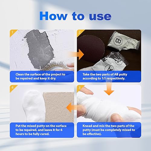 Miniatura 6 de Vicrpicme - Masilla epoxi, reparación de pegamento de hierro de barro de metal, plástico, madera, piscinas, bajantes, baldosas de cerámica,