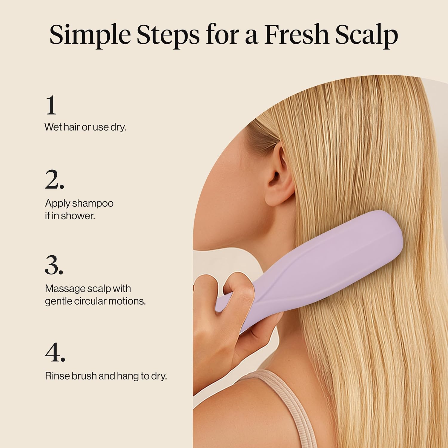 Kitsch Scalp Renewal Brush - Exfoliating & Scalp Massager for Hair Growth, Gentle Head Massage Brush to Remove Buildup, Boost Circulation & Relaxing Head Scrubber for Washing Hair - Soft Violet