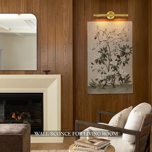 Miniatura 4 de Hard-wired Knurled Picture Light, 19in Brass Picture Light for Wall, Dimmable Gold Art Lights, Rotatable 360° Sconce for Pictures Frame, Painting