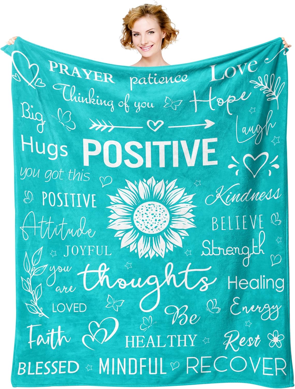 Xutapy Get Well Soon Gifts for Women/Men, Inspirational/Relaxation Gifts for Women Blanket 60’’X50’’, Sympathy Gifts, Sunflower/Feel Better/Surgery Recovery Gifts for Women, Cancer Patients Must Have