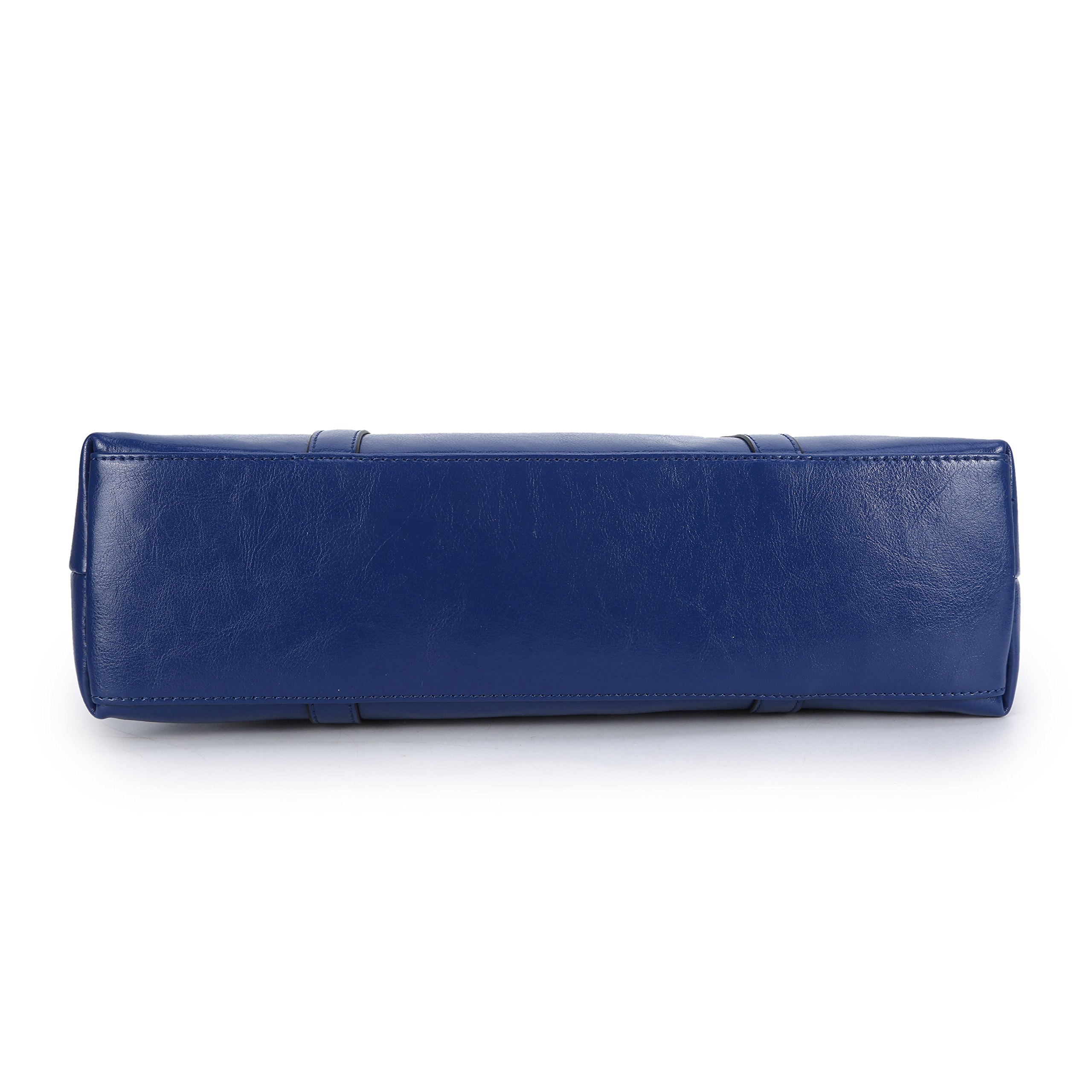 Cuero Negocios Mujeres Maletín Ordenador Portátil Bolsas Messenger Shouder Correa (Azul)