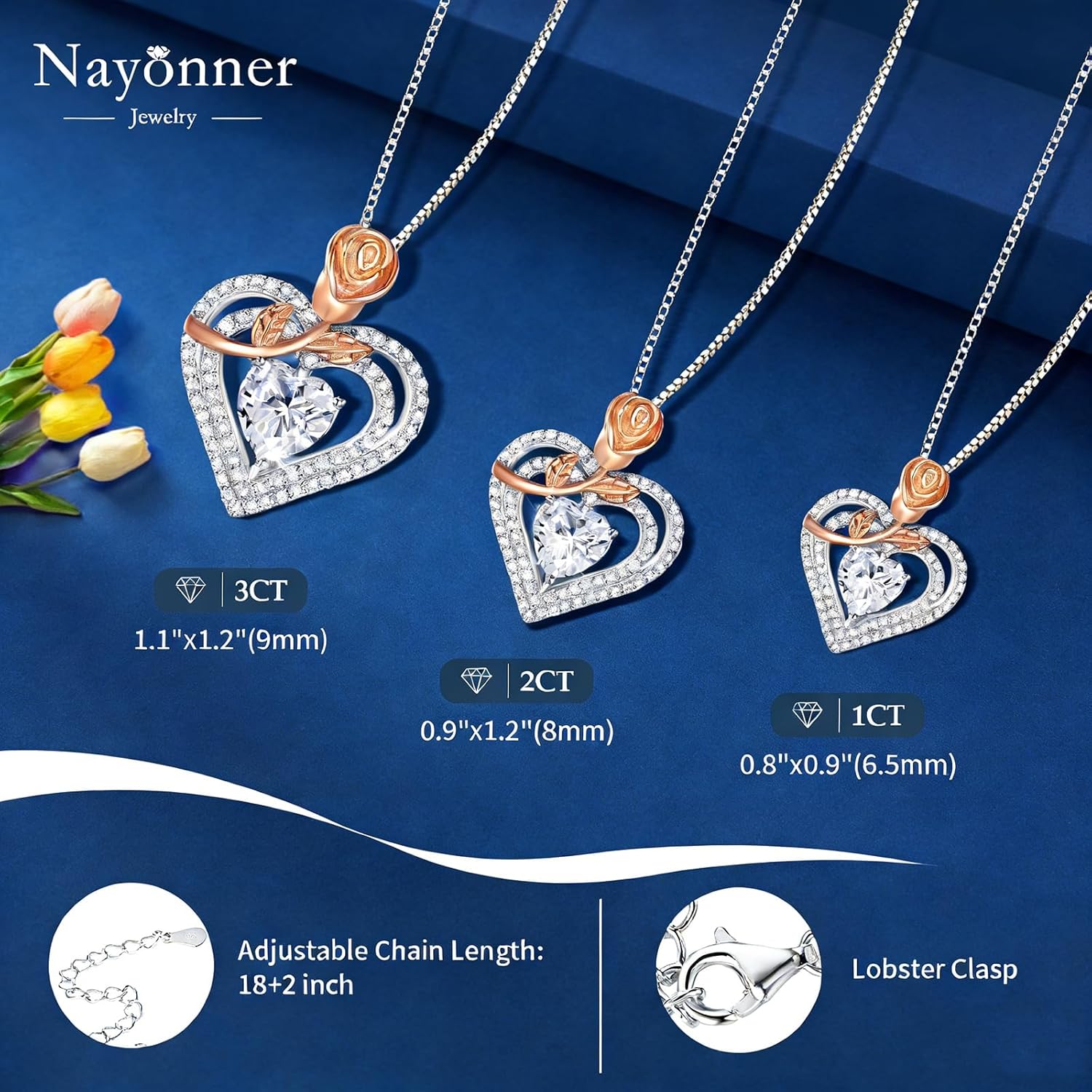 Gorgeous Moissanite Necklaces for Women - Valentine's Day Gifts for Wife Girlfriend, 925 Sterling Silver 1-3CT Moissanite Pendant Jewelry, Wedding Anniversary Birthday Christmas for Mom - Image 7