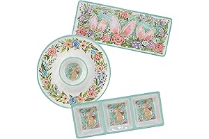 Certified International Joy of Easter 3-Piece Hostess Servware Set: Pastel Colors for Easter Hosting